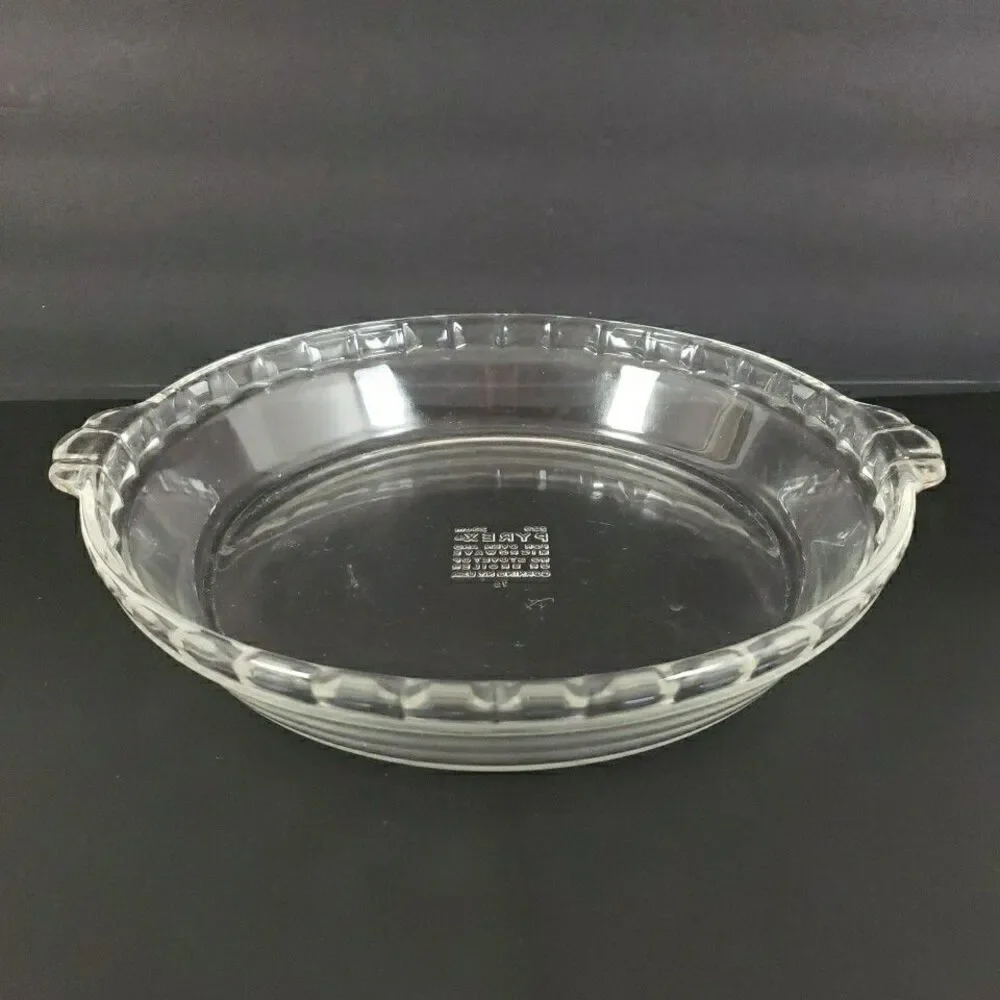 Pyrex Pie Plate 229 23cm #18 Fluted Deep Dish Clear Glass Bakeware VTG MCM